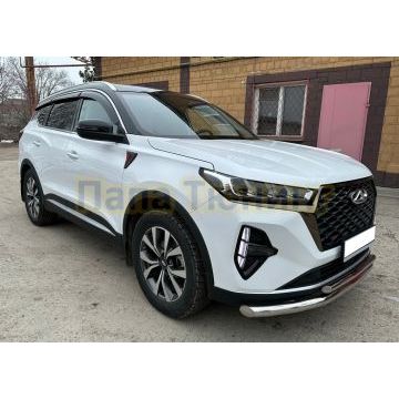 Защита переднего бампера двойная Папа Тюнинг для Chery Tiggo 7 Pro Max 2022-