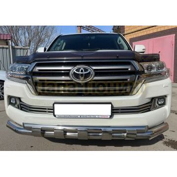 Защита переднего бампера с перемычками Папа Тюнинг для Toyota Land Cruiser 200 2015-