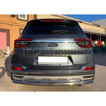 Защита заднего бампера двойная Папа Тюнинг d60/42 для Chery Tiggo 4 Pro 2023-