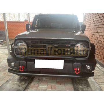 Защита переднего бампера с покрытием "Раптор" Папа Тюнинг d76 для Tank 300 2023-