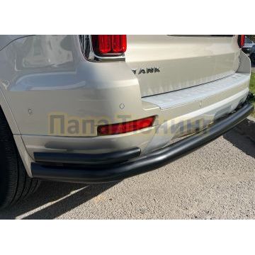 Защита заднего бампера угловая большая двойная с покрытием "Раптор" Папа Тюнинг d76/42 для Tank 500 2023-