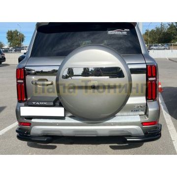 Защита заднего бампера угловая двойная с покрытием "раптор" Папа Тюнинг d76/42 для Tank 500 2023-