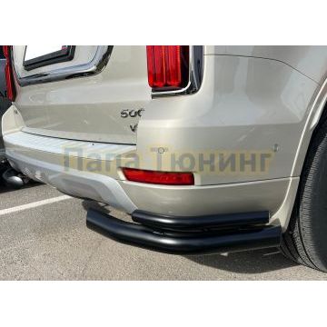 Защита заднего бампера угловая двойная с покрытием "раптор" Папа Тюнинг d76/42 для Tank 500 2023-