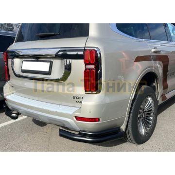 Защита заднего бампера угловая двойная с покрытием "раптор" Папа Тюнинг d76/42 для Tank 500 2023-