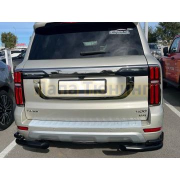 Защита заднего бампера угловая двойная с покрытием "раптор" Папа Тюнинг d76/42 для Tank 500 2023-