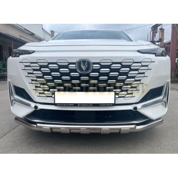 Защита переднего бампера двойная с перемычками Папа Тюнинг d60/42 для CHANGAN UNI-K 2022-