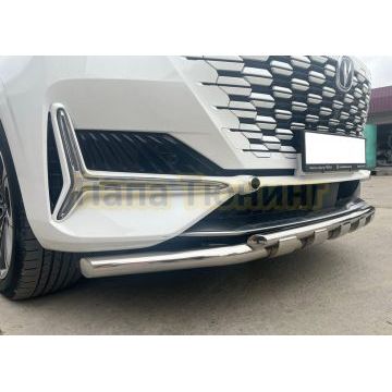 Защита переднего бампера двойная с перемычками Папа Тюнинг d60/42 для CHANGAN UNI-K 2022-