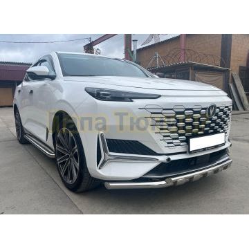 Защита переднего бампера двойная с перемычками Папа Тюнинг d60/42 для CHANGAN UNI-K 2022-