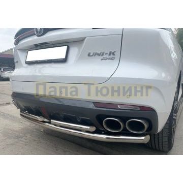 Защита заднего бампера двойная Папа Тюнинг d60/42 для CHANGAN UNI-K 2022-