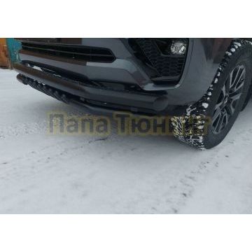 Защита переднего бампера тройная с защитой акула с покрытием "Раптор" Папа Тюнинг d76/60/42 для Toyota Land Cruiser Prado 150 2017-