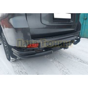Защита заднего бампера угловая двойная с покрытием "раптор" Папа Тюнинг d76/42 для Toyota Land Cruiser Prado 150 2017-