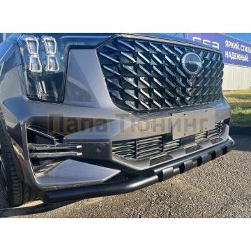 Защита переднего бампера двойная с перемычками с покрытием "раптор" Папа Тюнинг d60/42 для GAC GS8 2023-