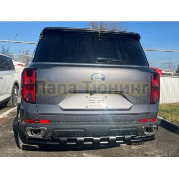 Защита заднего бампера двойная с перемычками с покрытием "раптор" Папа Тюнинг d60/42 для GAC GS8 2023-