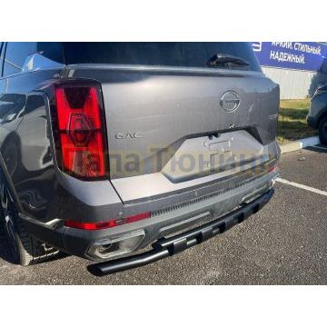 Защита заднего бампера двойная с перемычками с покрытием "раптор" Папа Тюнинг d60/42 для GAC GS8 2023-