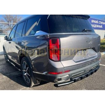 Защита заднего бампера двойная с перемычками с покрытием "раптор" Папа Тюнинг d60/42 для GAC GS8 2023-