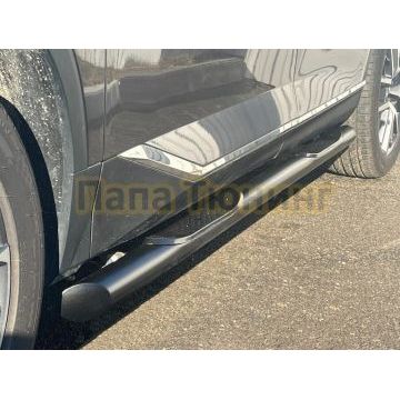 Пороги труба с проступью с покрытием "раптор" Папа Тюнинг d76 для GAC GS8 2023-