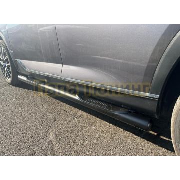 Пороги труба с проступью с покрытием "раптор" Папа Тюнинг d76 для GAC GS8 2023-