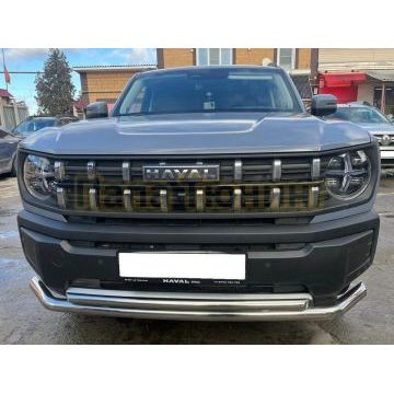 Защита переднего бампера двойная Папа Тюнинг d60/42 для Haval H3 2024-