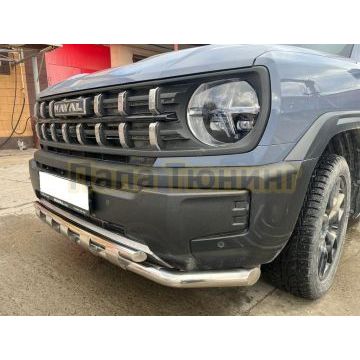 Защита передего бампера с перемычками Папа Тюнинг d60/42 для Haval H3 2024-