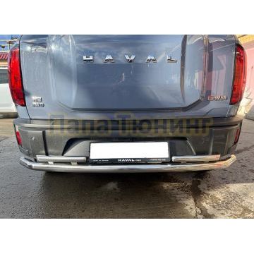 Защита заднего бампера двойная Папа Тюнинг d60/42 для Haval H3 2024-