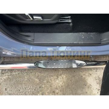 Пороги труба с проступью Папа Тюнинг d76 для Haval H3 2024-