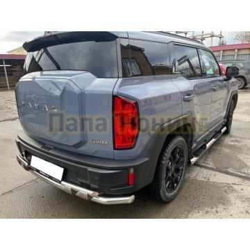Пороги труба с проступью Папа Тюнинг d76 для Haval H3 2024-