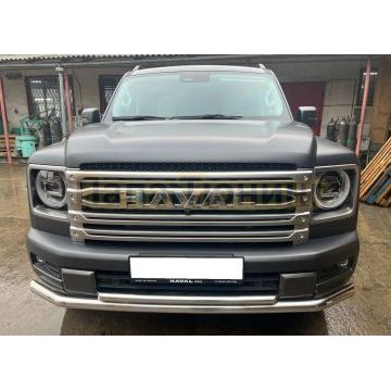 Защита переднего бампера двойная Папа Тюнинг d60/42 для Haval H9 2024-