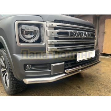 Защита переднего бампера двойная Папа Тюнинг d60/42 для Haval H9 2024-