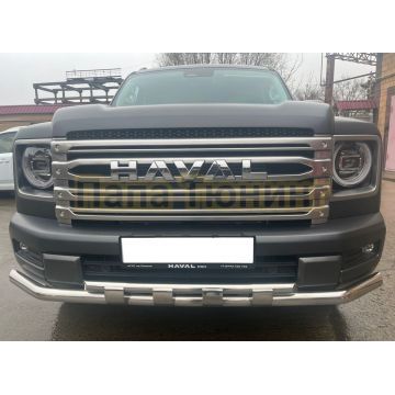 Защита передего бампера с перемычками Папа Тюнинг d60/42 для Haval H9 2024-