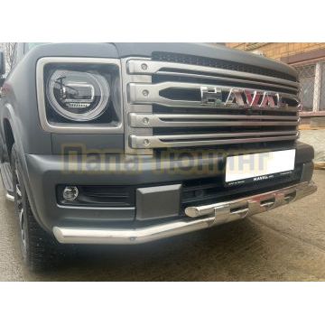 Защита передего бампера с перемычками Папа Тюнинг d60/42 для Haval H9 2024-