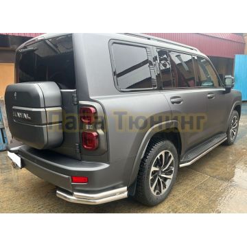 Защита заднего бампера угловая двойная Папа Тюнинг d60/42 для Haval H9 2024-
