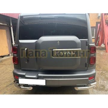 Защита заднего бампера угловая двойная Папа Тюнинг d60/42 для Haval H9 2024-