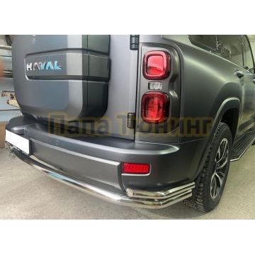 Защита заднего бампера угловая большая двойная Папа Тюнинг d60/42 для Haval H9 2024-