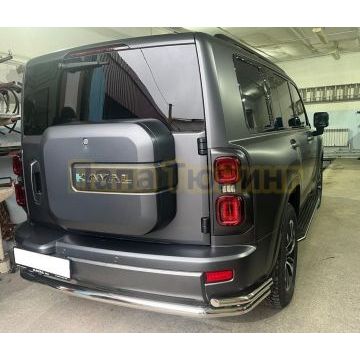 Защита заднего бампера угловая большая двойная Папа Тюнинг d60/42 для Haval H9 2024-