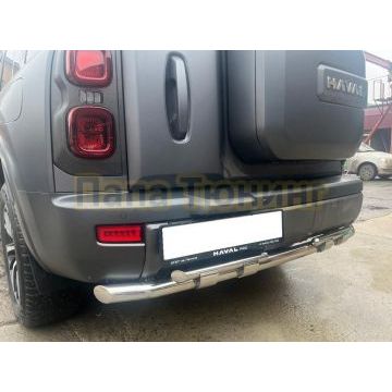 Защита заднего бампера двойная с перемычками Папа Тюнинг d60/42 для HAVAL H9 2024-