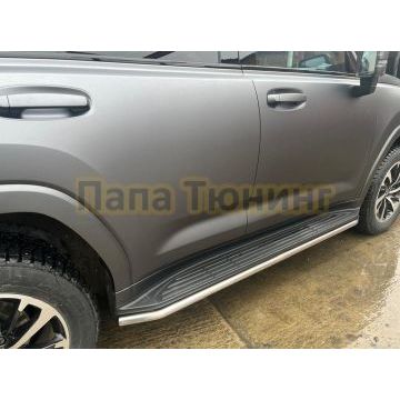 Защита штатного порога труба Папа Тюнинг d42 для Haval H9 2024-