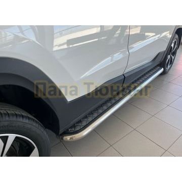 Пороги с накладным листом Папа Тюнинг d53 для Jac JS4 2022-