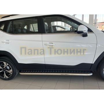 Пороги с накладным листом Папа Тюнинг d53 для Jac JS4 2022-