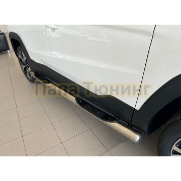 Пороги труба с проступью Папа Тюнинг d76 для Jac JS4 2022-