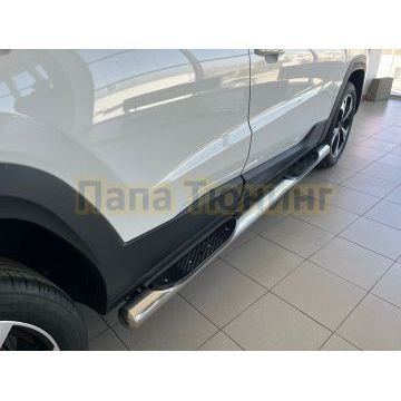 Пороги труба с проступью Папа Тюнинг d76 для Jac JS4 2022-