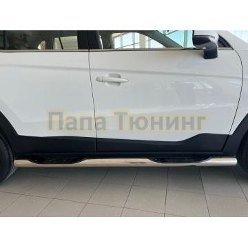 Пороги труба с проступью Папа Тюнинг d76 для Jac JS4 2022-