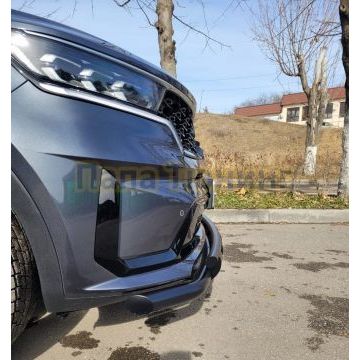 Защита переднего бампера двойная с перемычками покрытием "раптор" Папа Тюнинг d60/42 для Kia Sorento MQ4 2020-