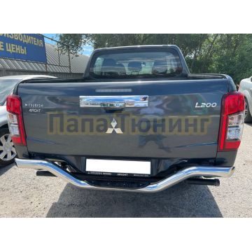 Защита заднего бампера волна с проступью Папа Тюнинг d76 для Mitsubishi L200 2015-