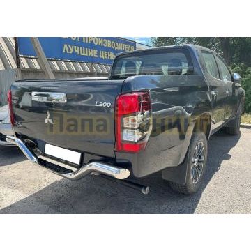 Защита заднего бампера волна с проступью Папа Тюнинг d76 для Mitsubishi L200 2015-