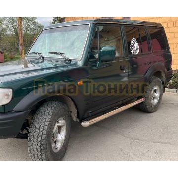 Защита штатного порога труба Папа Тюнинг d76 для Mitsubishi Pajero1 1986-2006