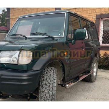 Пороги труба с проступью Папа Тюнинг d76 для Mitsubishi Pajero1 1986-2006