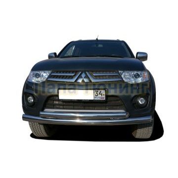 Защита переднего бампера двойная Папа Тюнинг d76/60 для Mitsubishi Pajero Sport 2008-