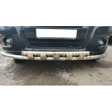 Защита переднего бампера с перемычками Папа Тюнинг d60/60 для Газ ГАЗель Next 2014-