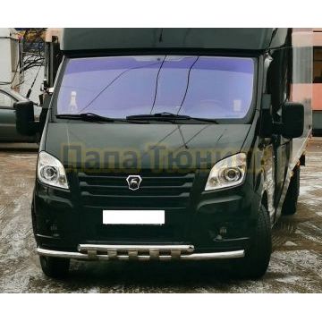 Защита переднего бампера с перемычками Папа Тюнинг d60/60 для Газ ГАЗель Next 2014-