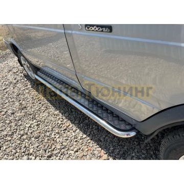Пороги с накладным листом Папа Тюнинг d53 для Газ ГАЗель Соболь